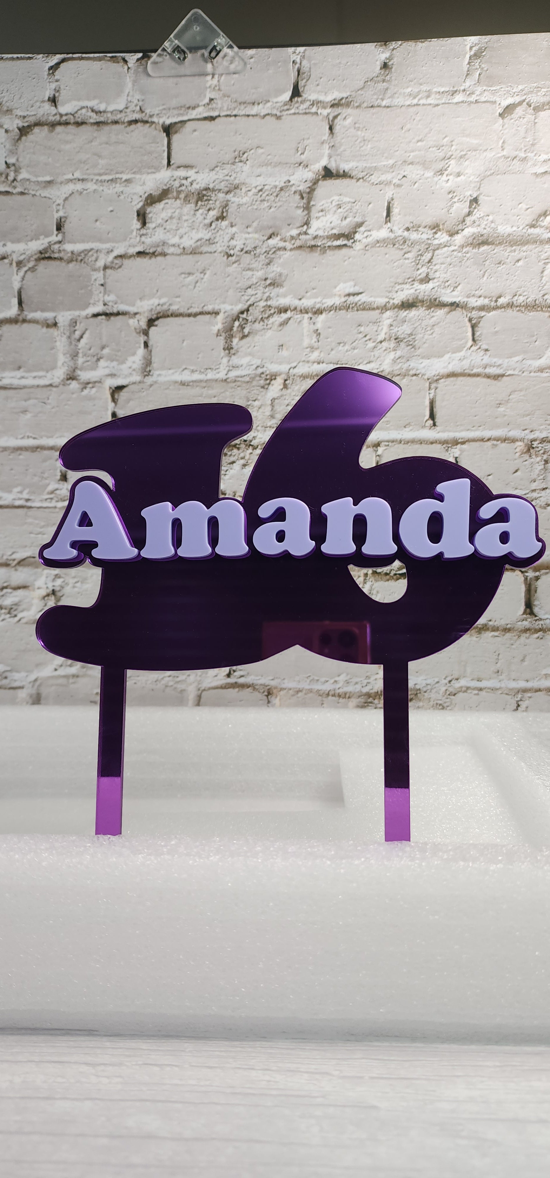 Personalised Mirrored Acrylic Cake Topper Sweet 16