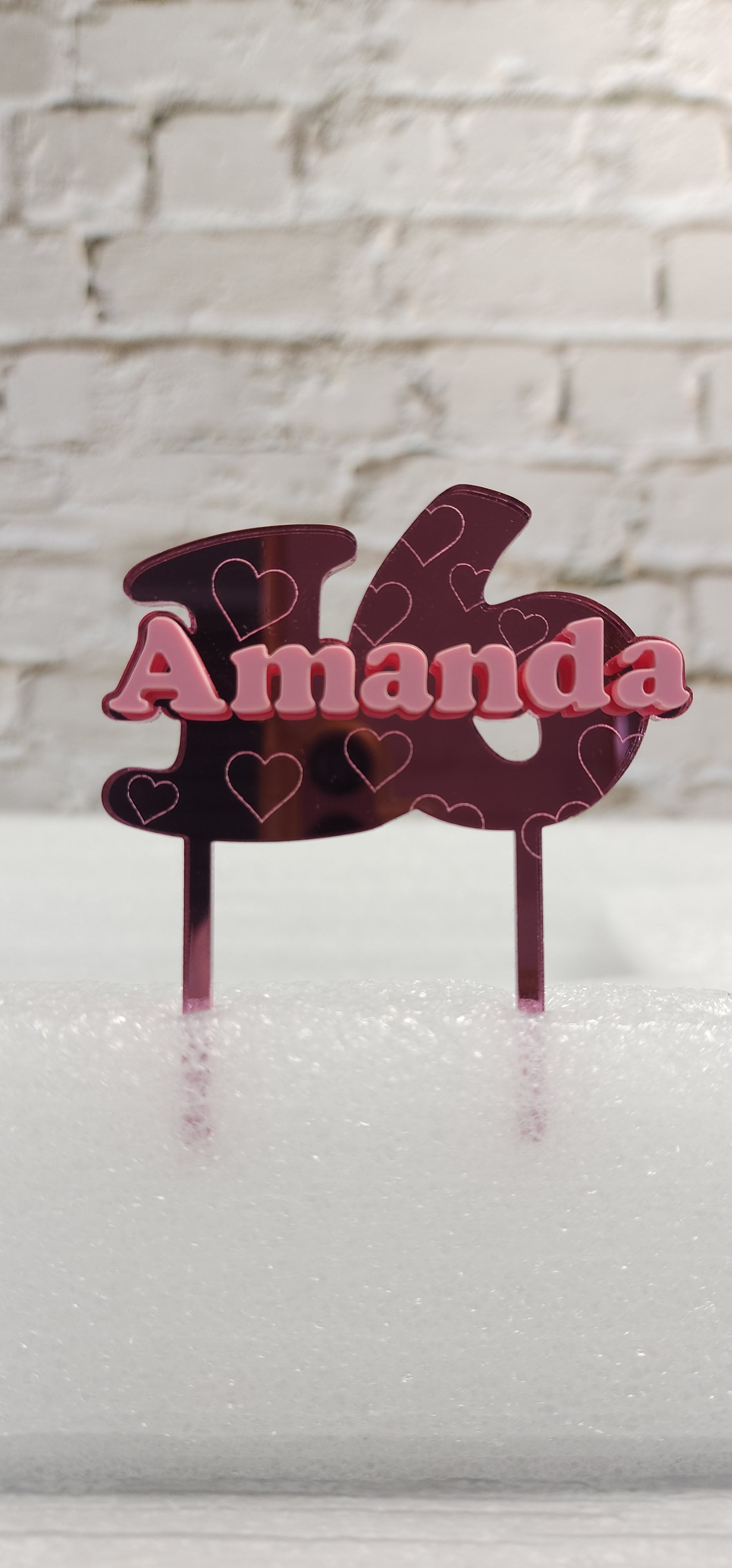Personalised Mirrored Acrylic CupCake Topper Sweet 16
