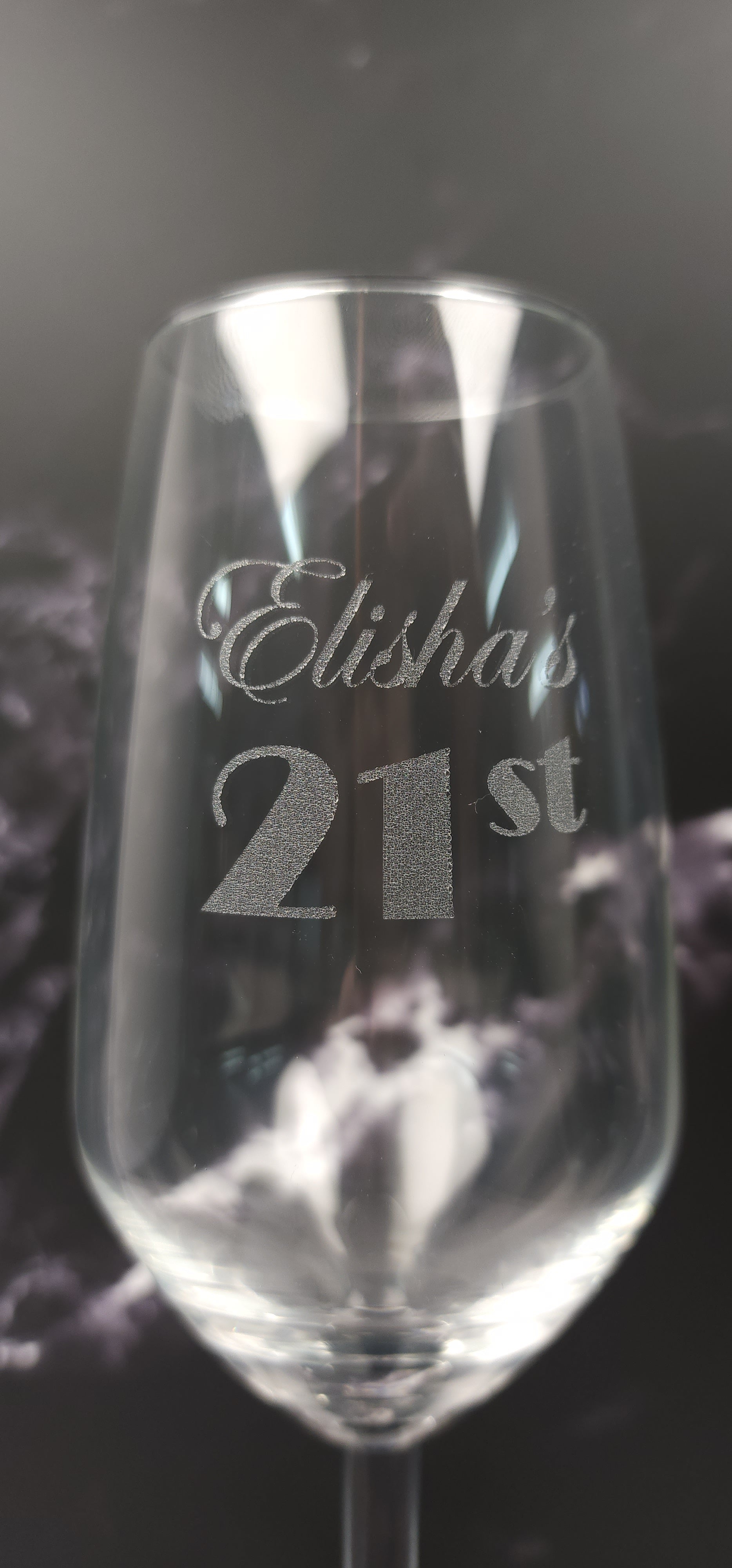 Personalised Engraved Champagne Glass with Blue Stem