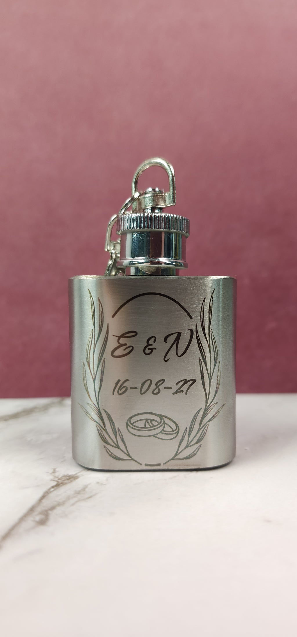Personalised Engraved Silver Mini Hip Flask