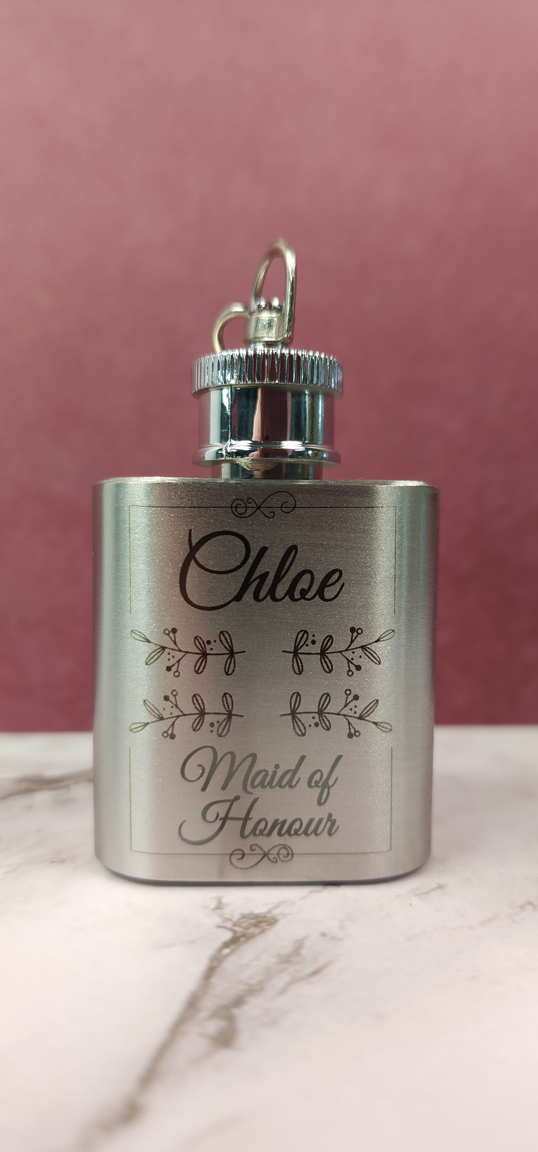 Personalised Engraved Silver Mini Hip Flask