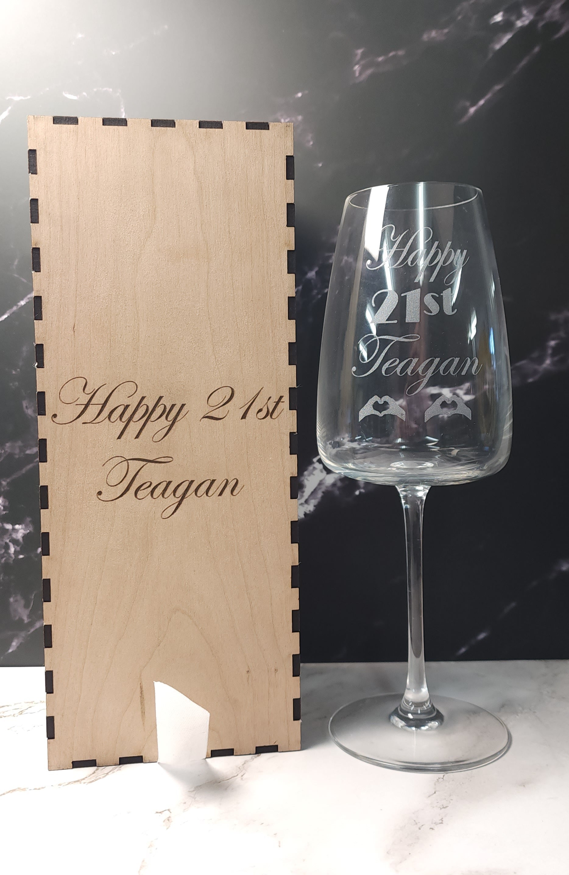 Wooden Engraved Wine Glass Gift Box - Single Box only