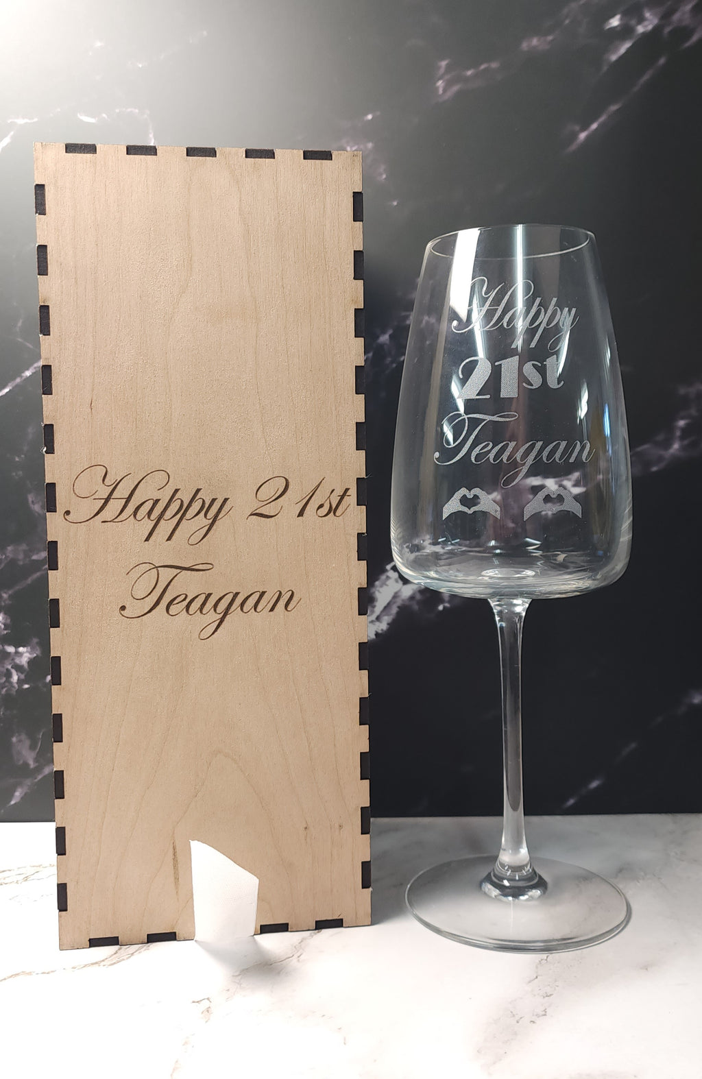 Wooden Engraved Wine Glass Gift Box - Single Box only