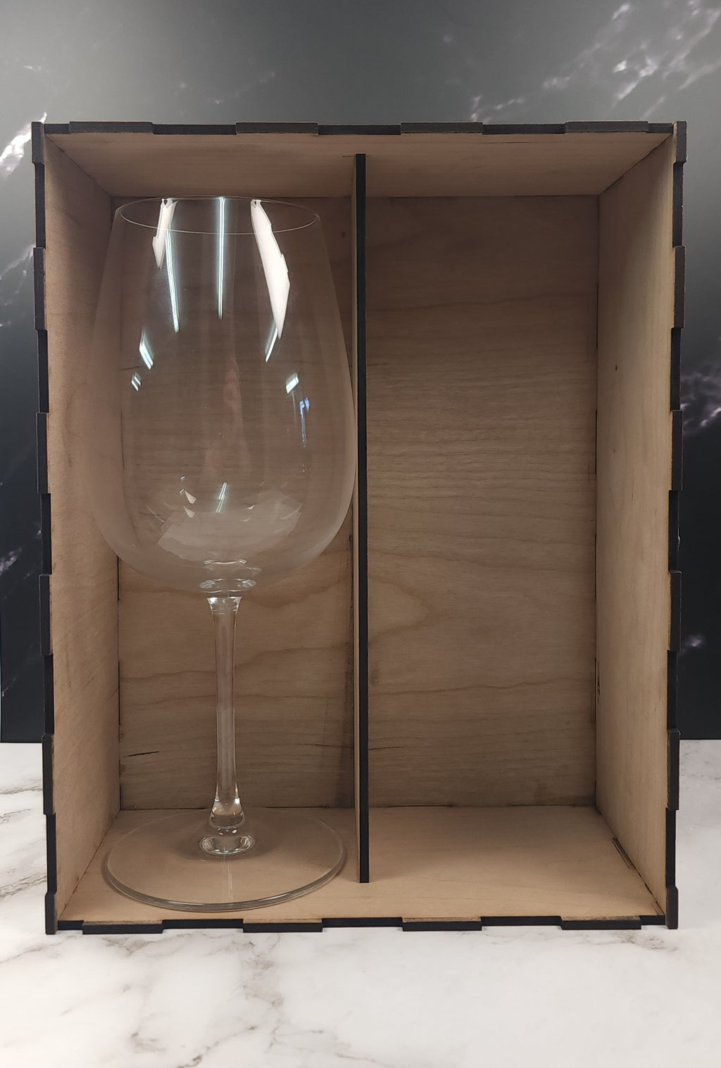 Wooden Engraved Wine Glass Gift Box - Double
