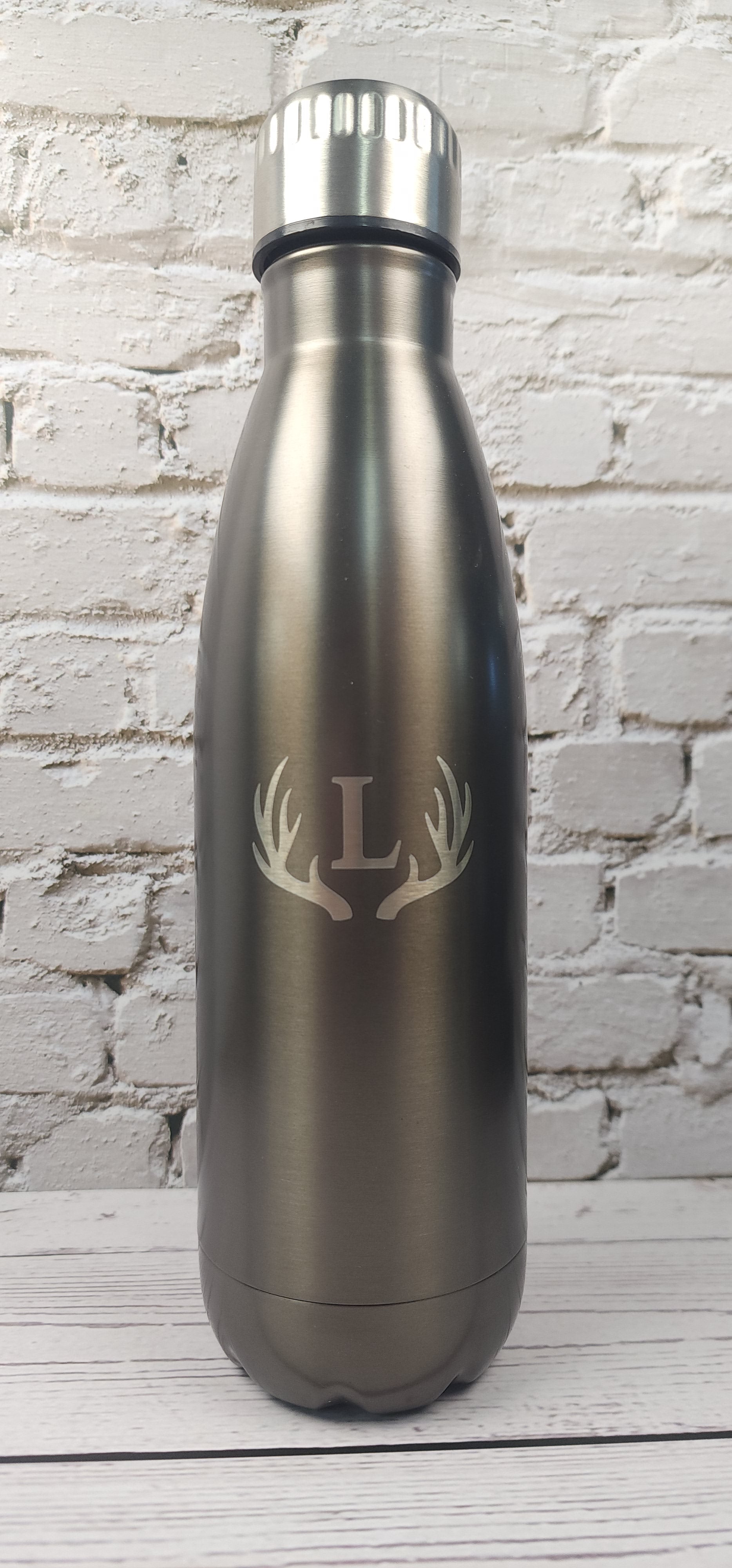 Personalised Engraved Graphite Stainless Steel Drink Bottle 500ml