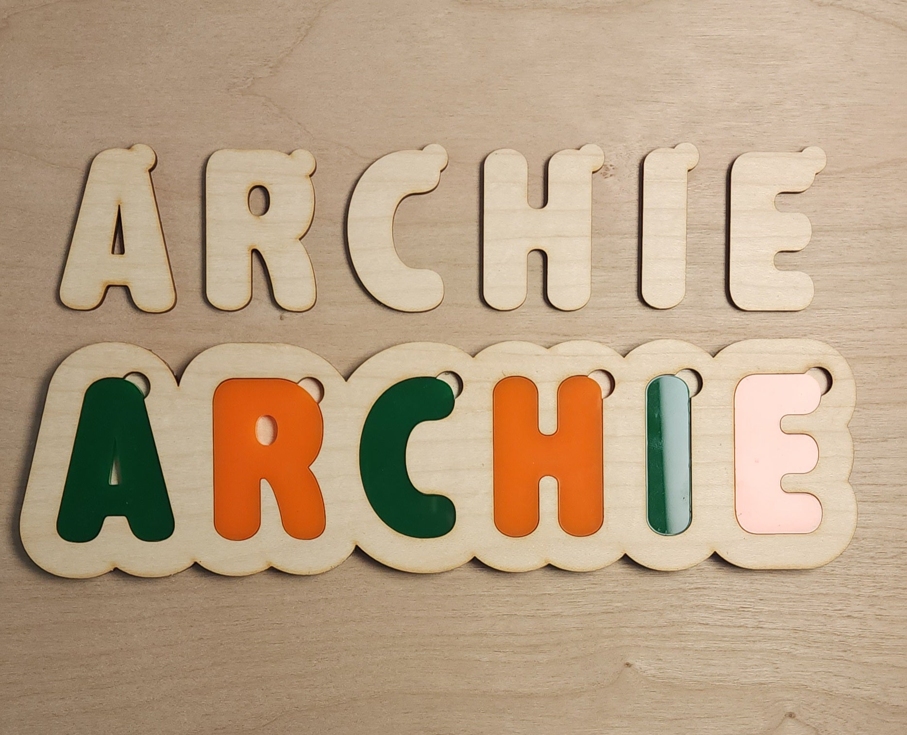 Personalised Name Puzzle Acrylic and Wooden Pieces – Kids Gift Australia