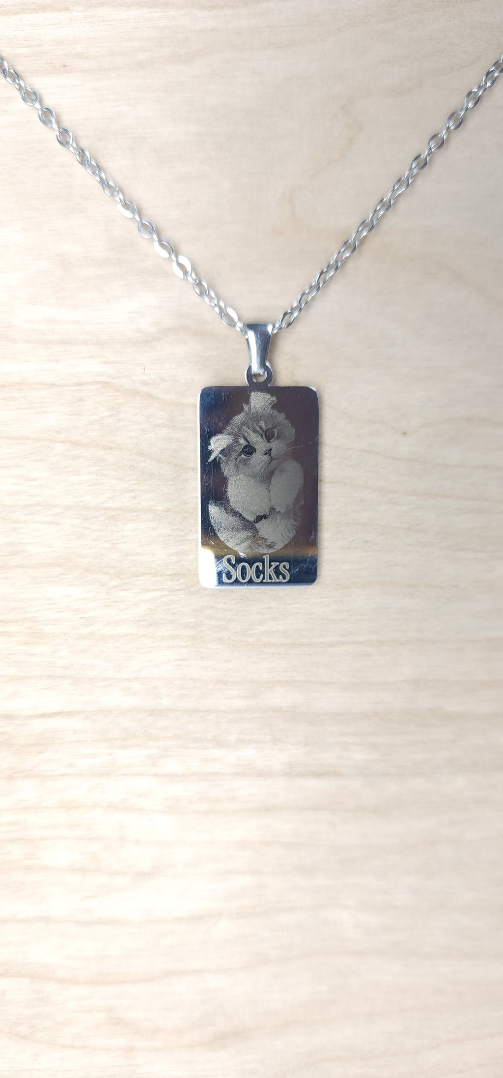 Personalised Engraved Pet Photo Stainless Steel Pendant with Chain