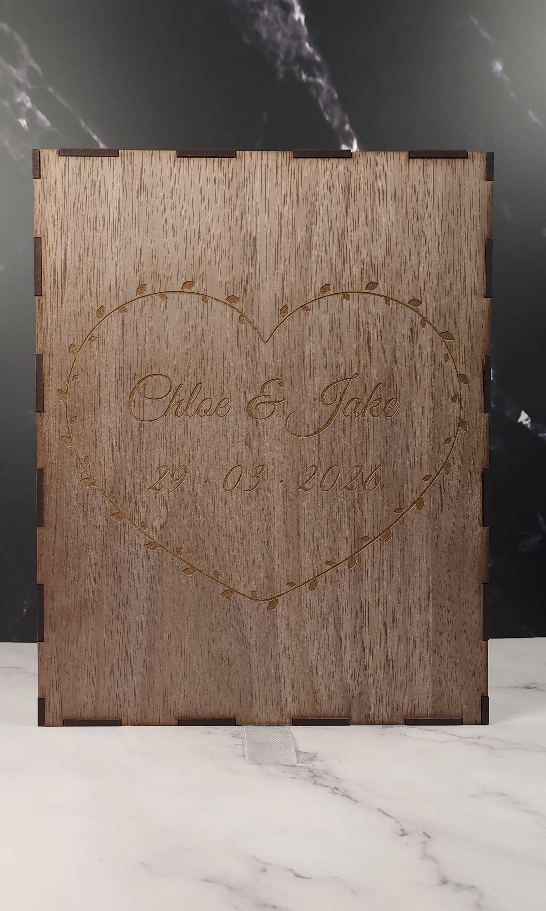 Wooden Engraved Wine Glass Gift Box - Double