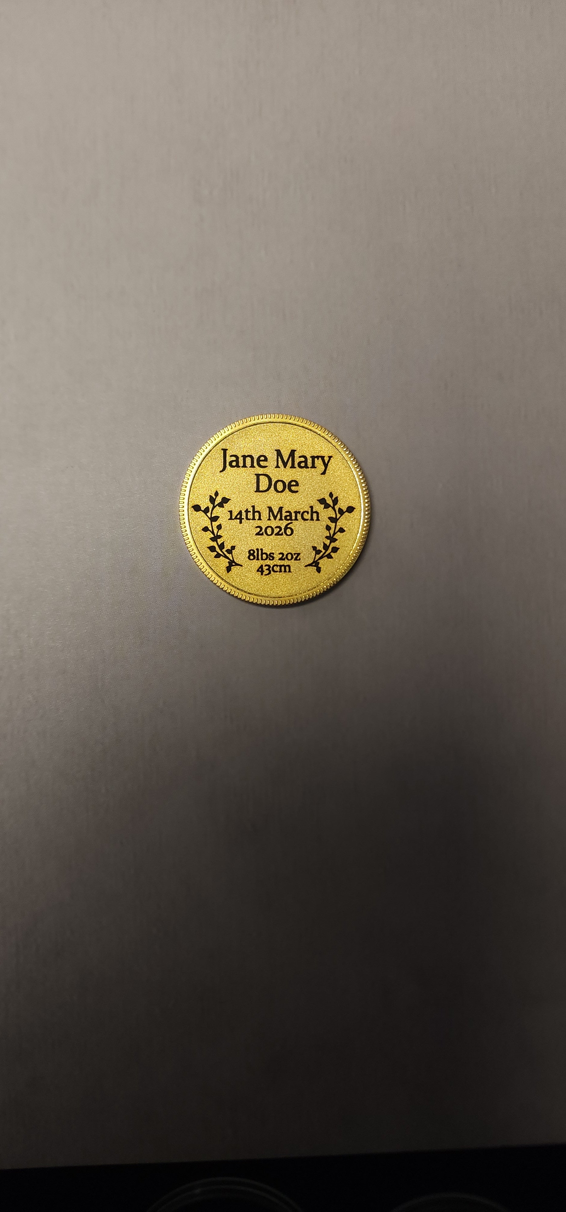 Personalised Engraved Birth Coin