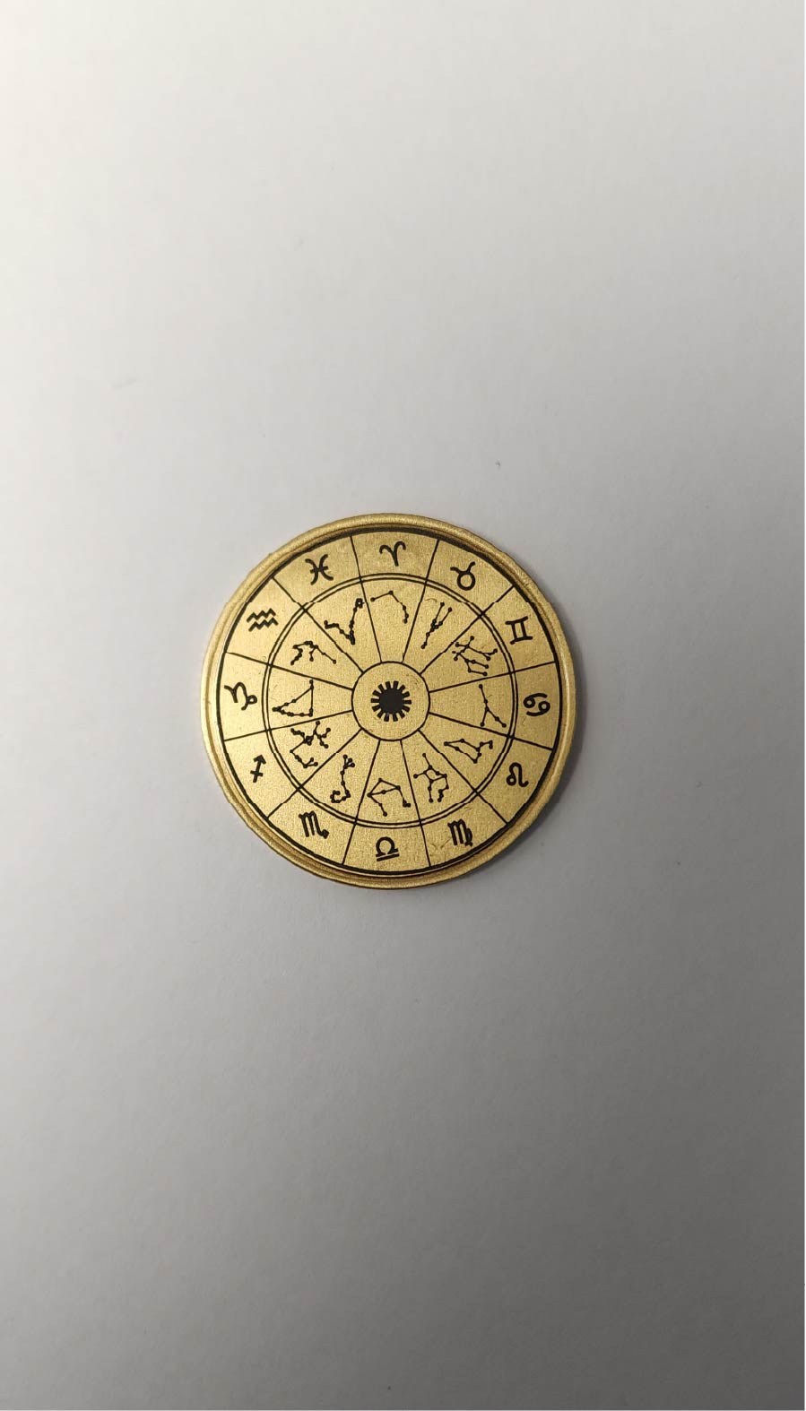 Personalised customisable engraved brass coins zodiac with resin finish
