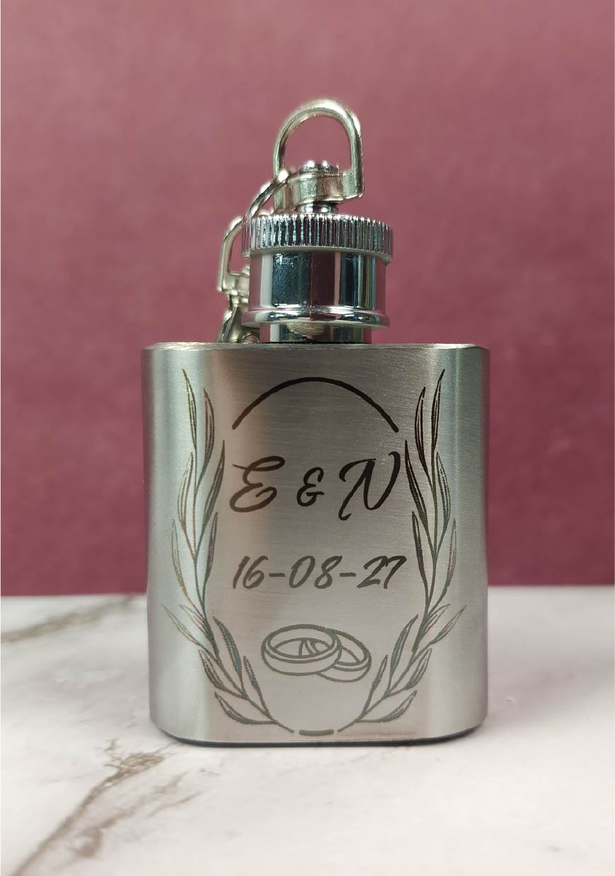 Personalised customisable anodised stainless steel mini hip flask