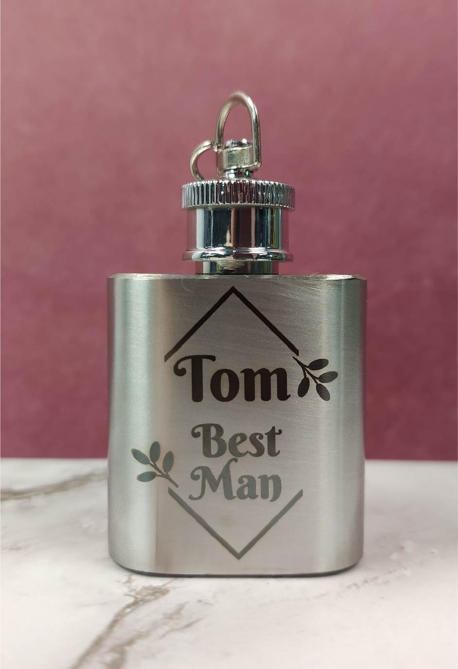 Personalised customisable anodised stainless steel mini hip flask