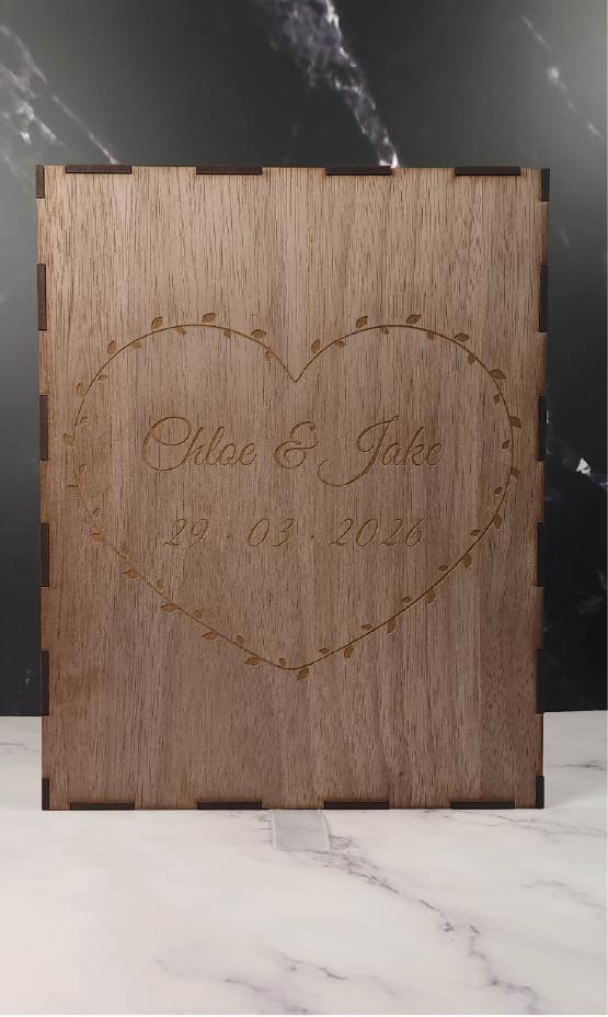 Personalised customisable engraved wooden gift box double