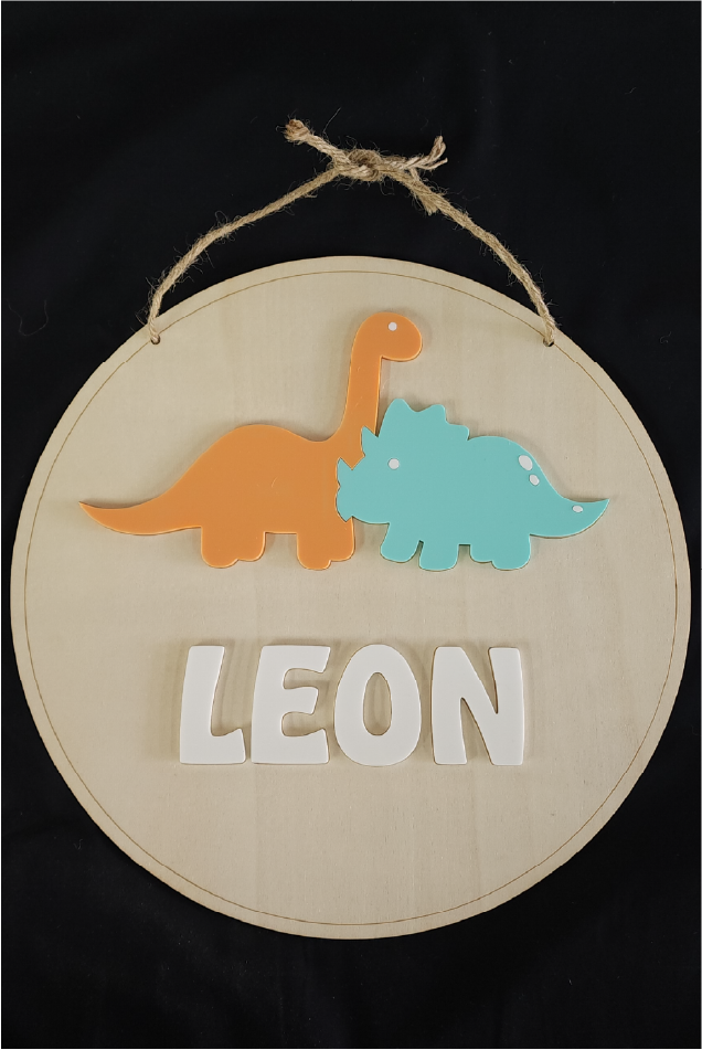Personalised Hanging Wooden Kids Door Sign with Name Engraved