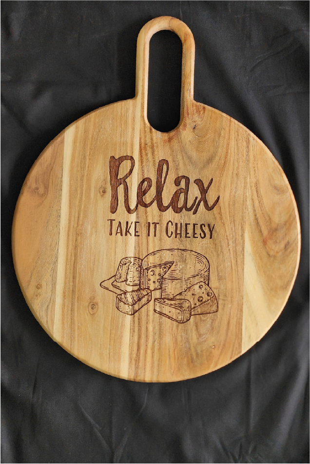 Personalised Round Engraved Wooden Cheese Board