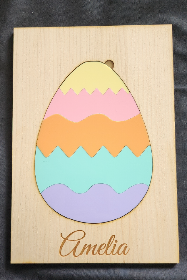 Personalised Engraved Wooden Acrylic Easter Egg Puzzle with Name