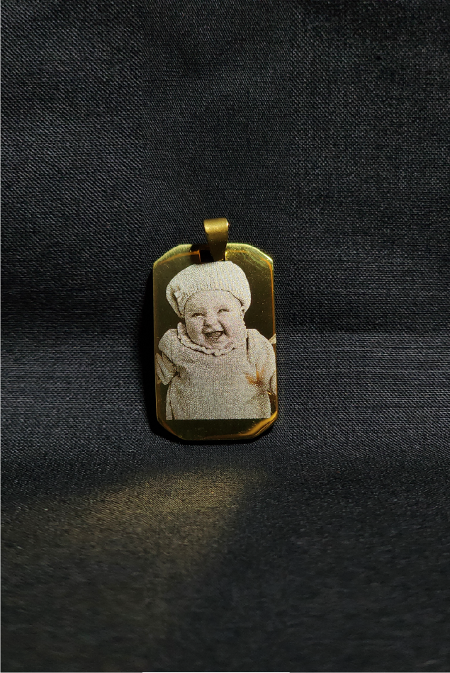Personalised Engraved 18K Gold Plated Stainless Steel Photo Pendant
