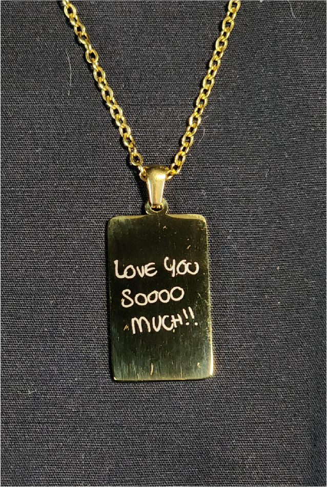 18K Gold Engraved Rectangle Tag Pendant