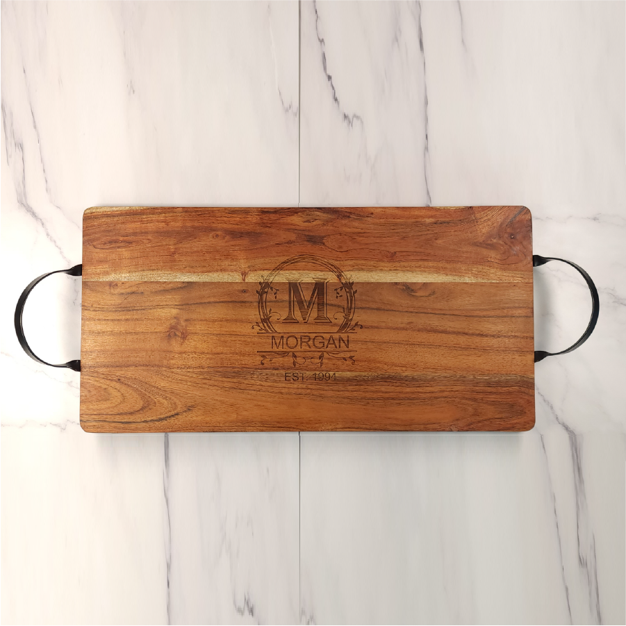 Personalised Rectangle Engraved Serving Board With Handles 67cm