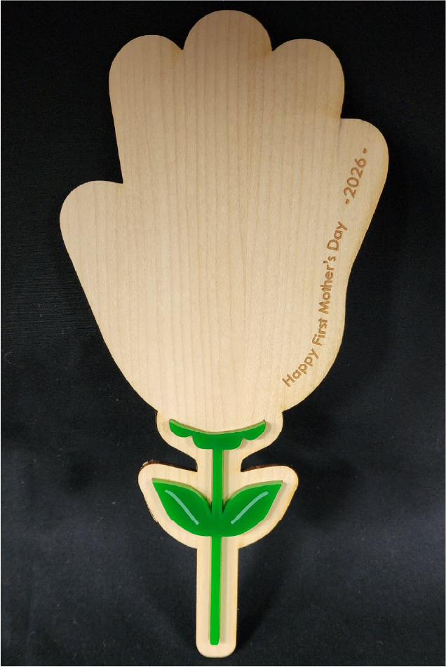 Personalised Wooden Hand Print Flower with Engraved Message – Keepsake Gift
