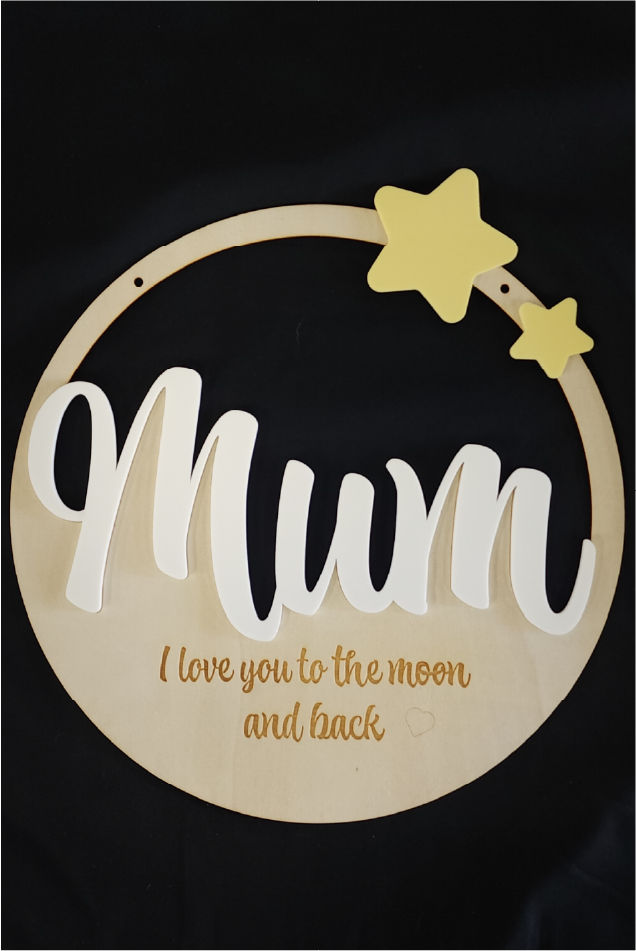 Personalised Wooden Mum Plaque with Acrylic Accents – Mother's Day Gift