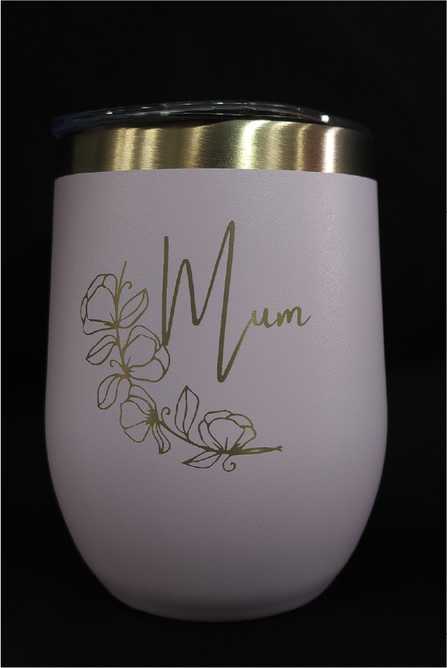 Personalised Engraved Stainless Steel Stemless Wine Tumbler 360ml - Mum