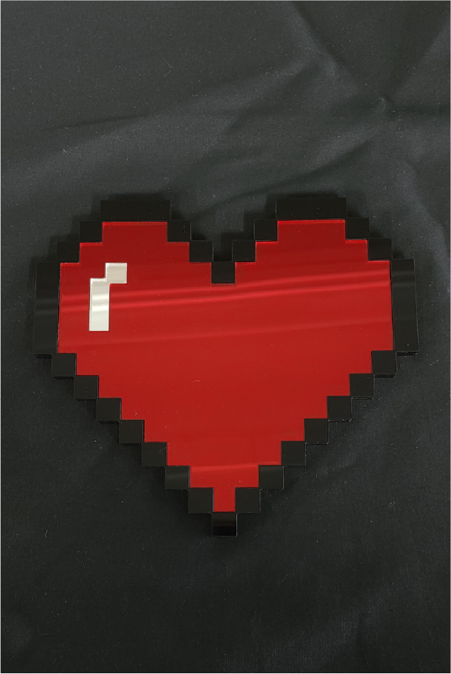 Personalised Acrylic Mirror Pixel Heart – Custom Room Decor