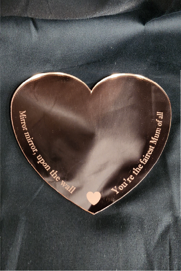Personalised Engraved Rose Gold Acrylic Mirror Heart 19cm