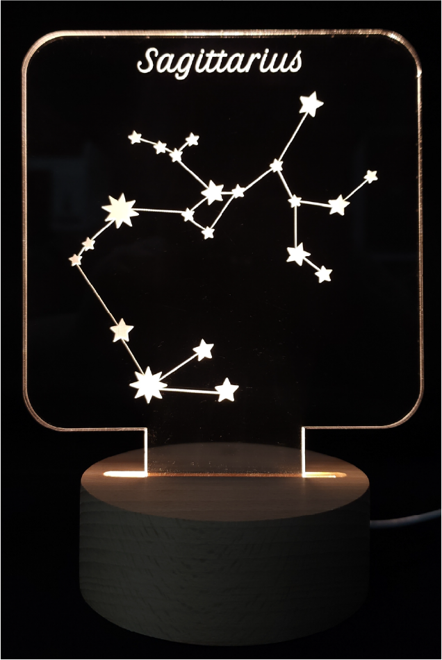 Personalised Engraved Zodiac Star Chart LED Light
