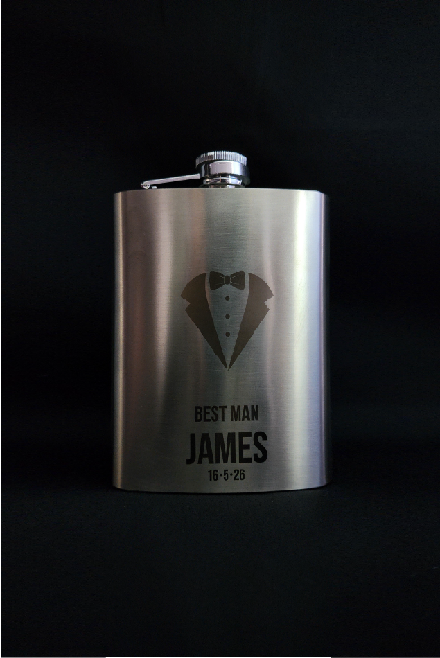 Personalised Engraved Stainless Steel Hip Flask 8oz