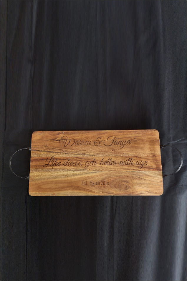 Personalised Rectangle Engraved Serving Board With Handles 67cm