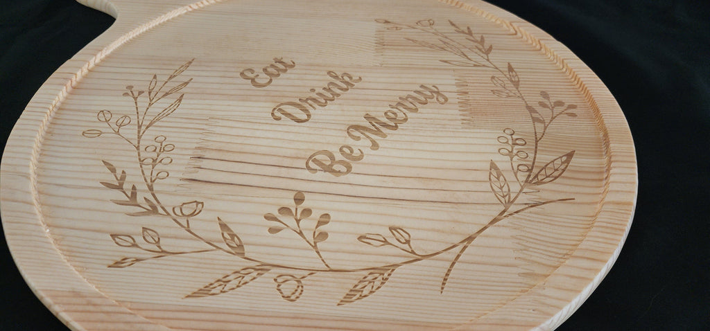 Engraved Round Bamboo Wooden Cheese Chopping Board