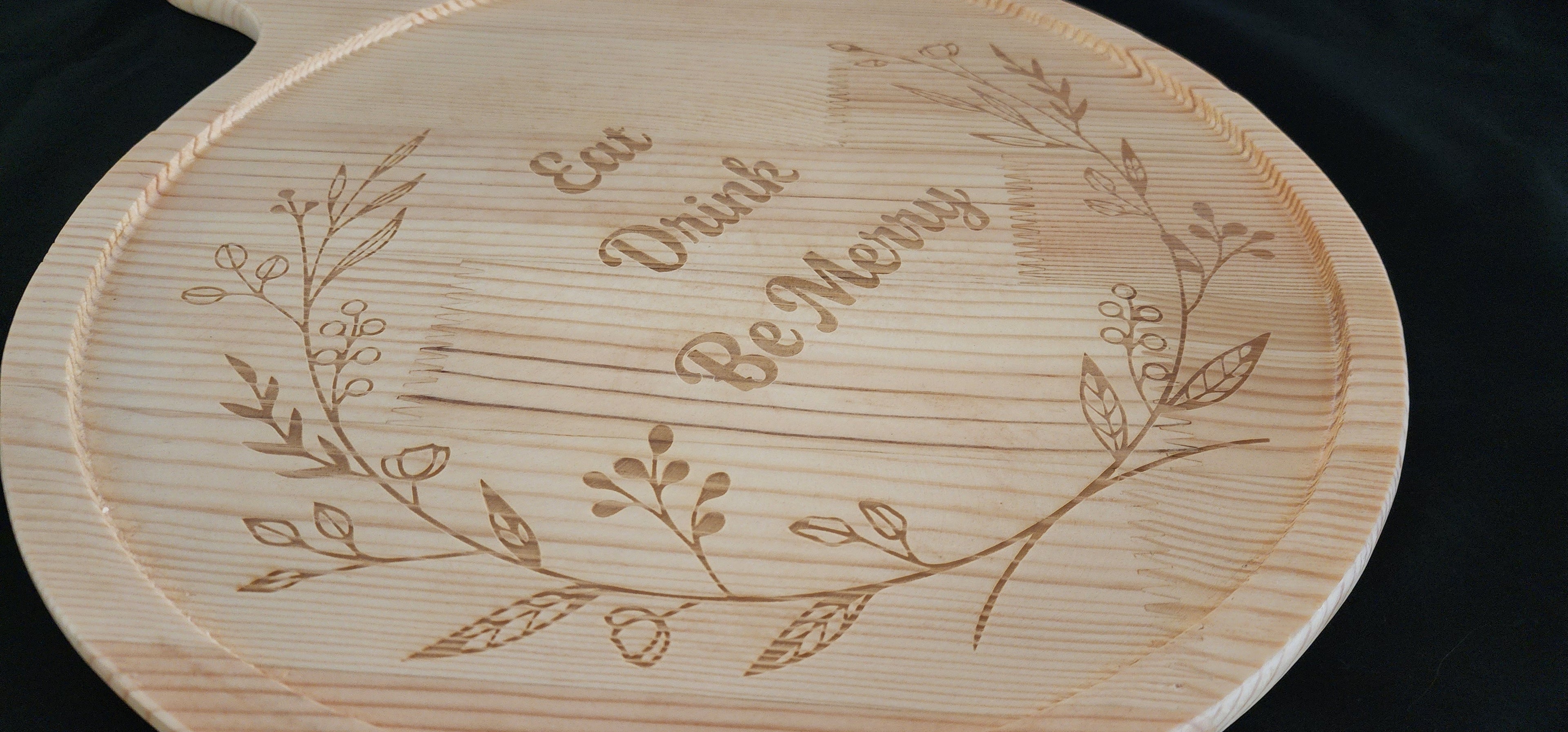 Engraved Round Bamboo Wooden Cheese Chopping Board