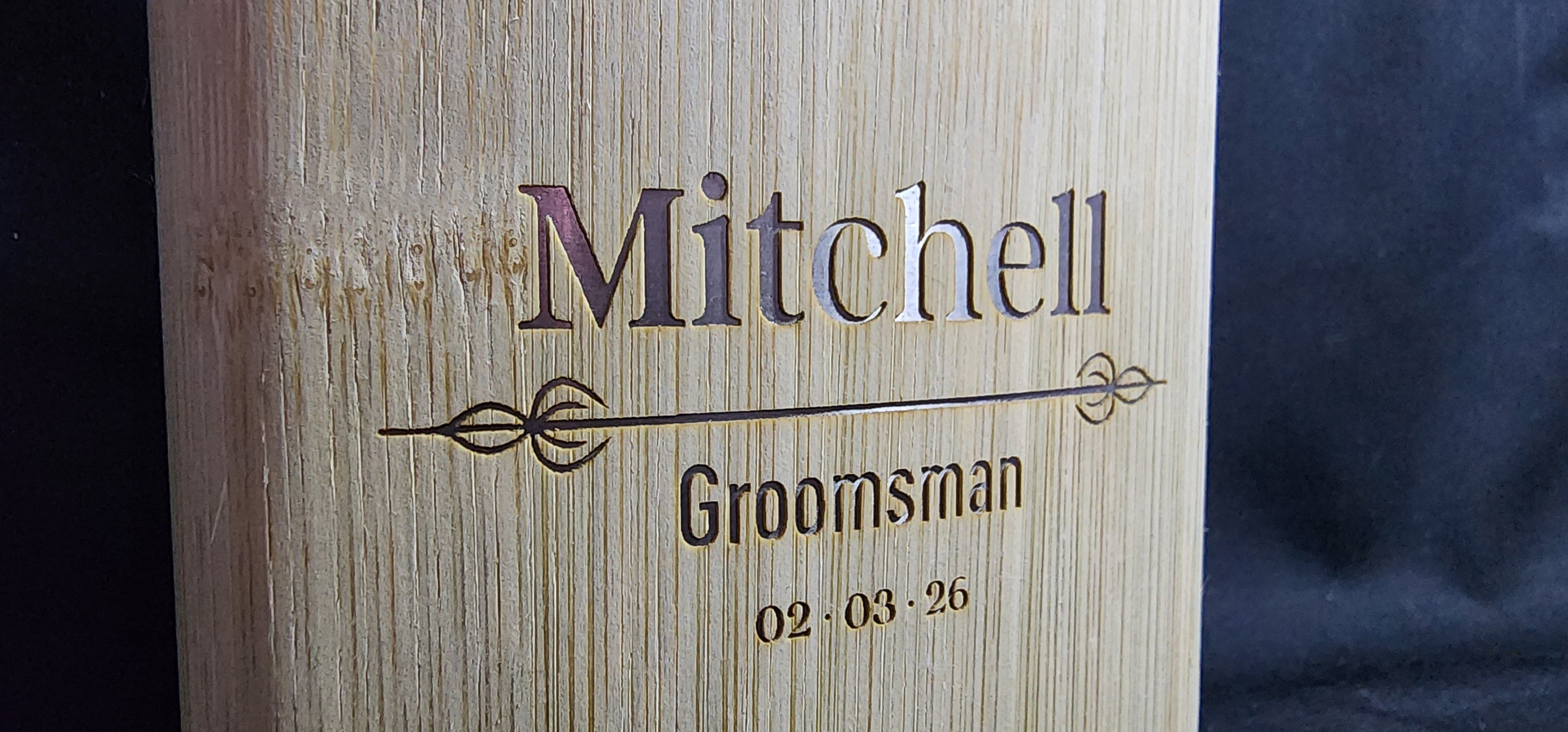 Personalised Engraved Wooden and Stainless Steel Hip Flask 6oz