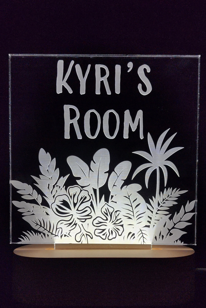Personalised Acrylic LED Night Light Warm White With Name